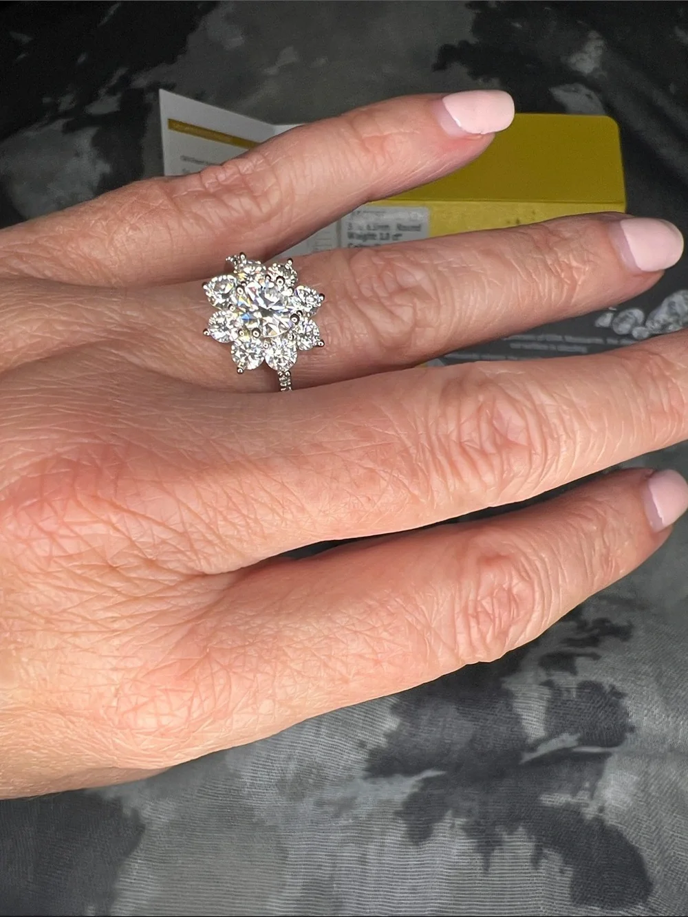GRA Moissanite Floral Cluster Ring in Sterling Silver 925
